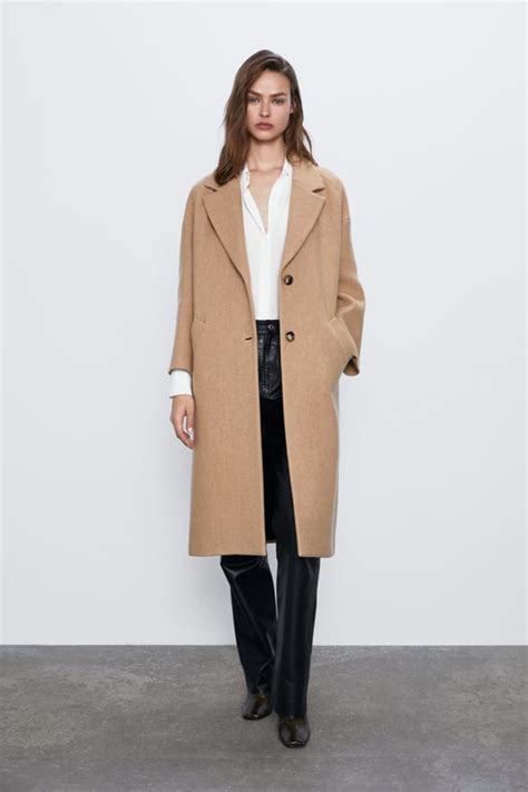 camel coat zara woman